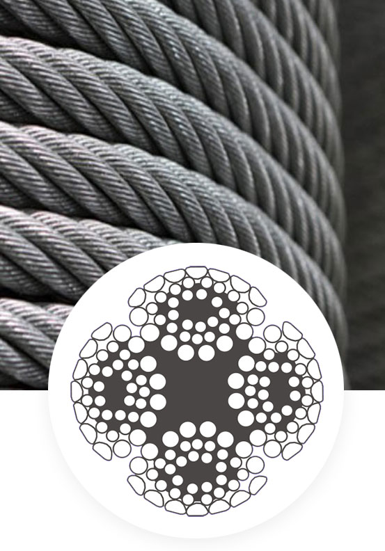 Steel wire rope 4x39 SES Swaged